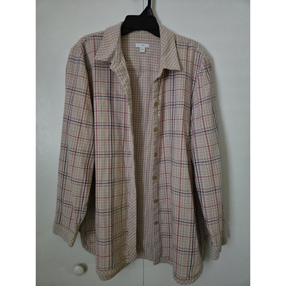 J. JILL Women Size L Flannel Bottom Top Blouse Shirt Plaid Pink 100% Cotton Soft - Picture 1 of 7